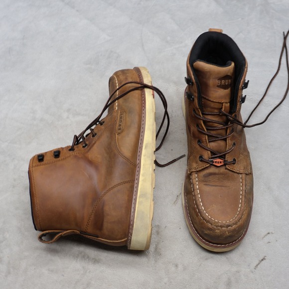 Brunt Other - Brunt Men 12 Work Boots Brown Leather Marin Composite Toe Rugged Lace Up Utility